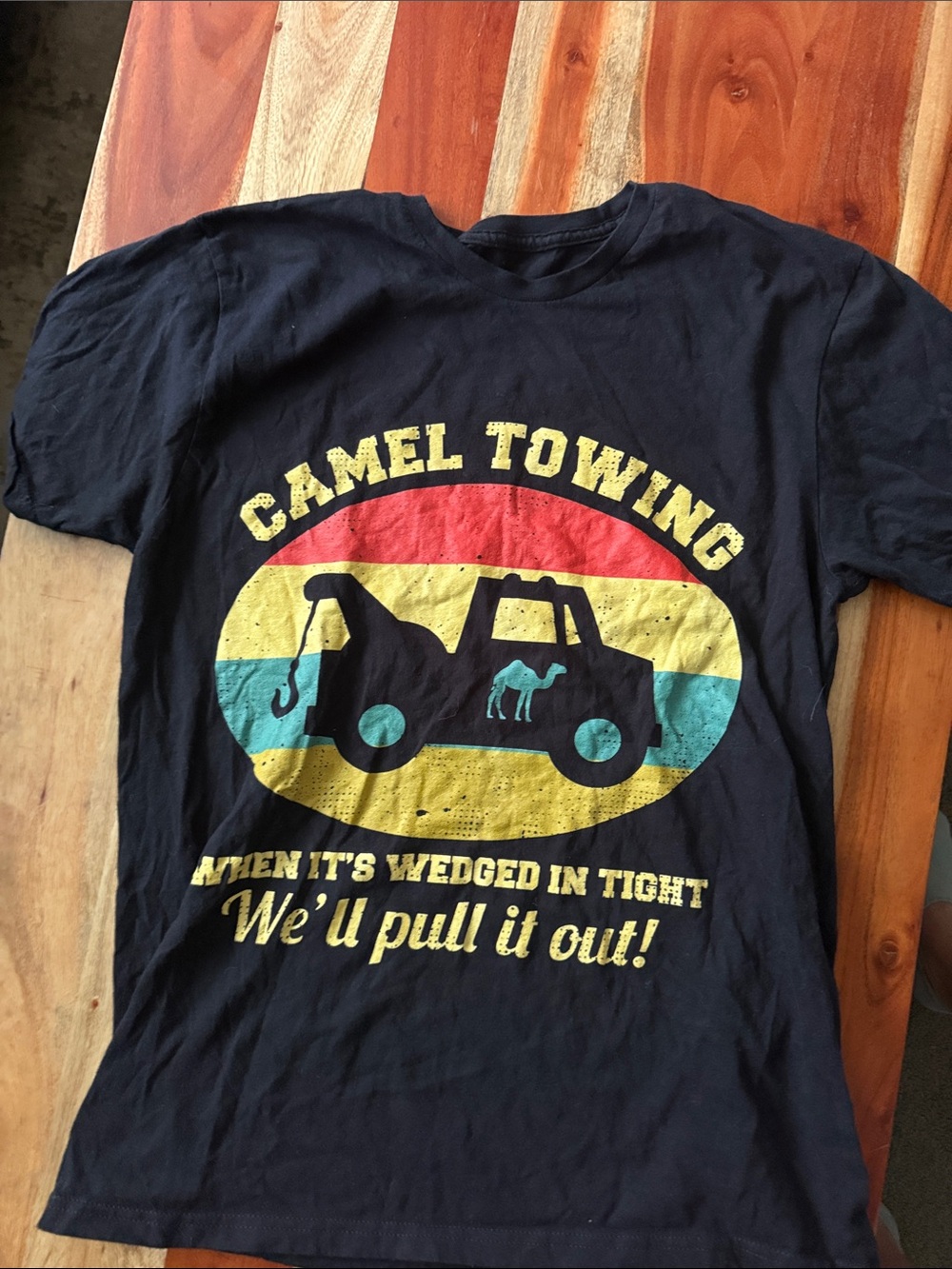 Camel Towing Kids' Graphic Tee - Navy with Vintage Stripe Print